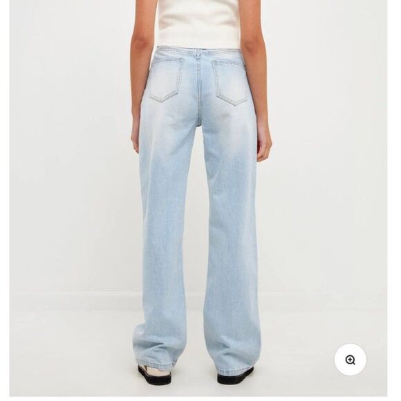 Grey Lab Los Angeles High Rise Straight Leg Jeans Size 24 | Light Wash 100% Cott - Picture 2 of 16